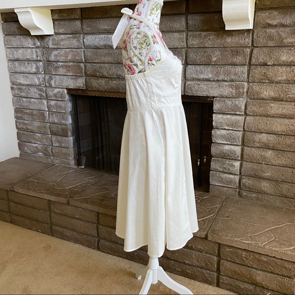 White cotton halter marilyn monroe A-line dress - Picture 4 of 9